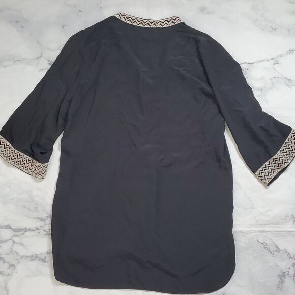 Johnny Was Workshop Black Silk Embroidered Tunic Top - Picture 6 of 7